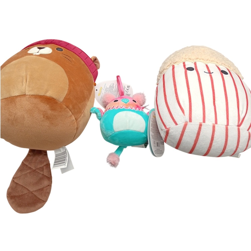 Squishmallows Plush Lot Chip Beaver Arnel Popcorn Fezila Axolotl Clip NWT